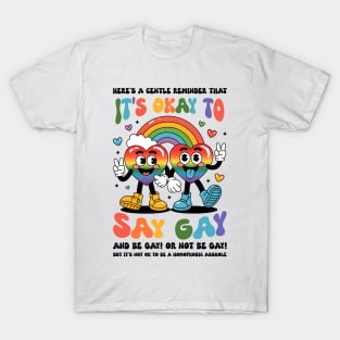 It’s Okay To Say Gay Cute Rainbow Hearts Shirt T-Shirt